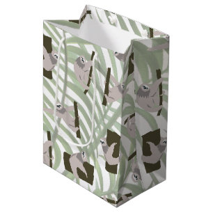 Cute Sloth Animal Pattern in Wild Forest Medium Gift Bag