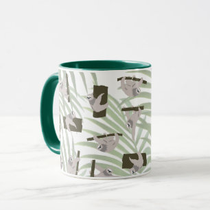 Cute Sloth Animal Pattern in Wild Forest Mug