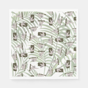 Cute Sloth Animal Pattern in Wild Forest Napkin
