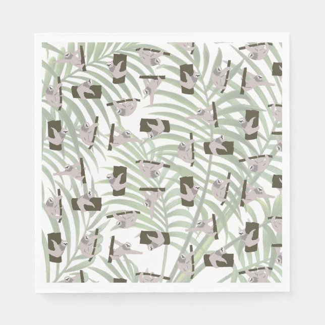 Cute Sloth Animal Pattern in Wild Forest Napkin (Front)