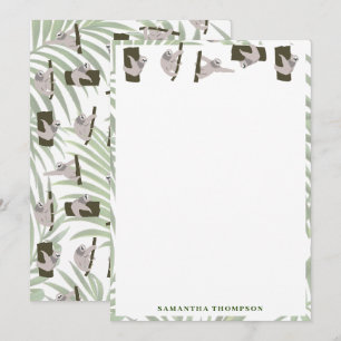 Cute Sloth Animal Pattern in Wild Forest Thank You Card