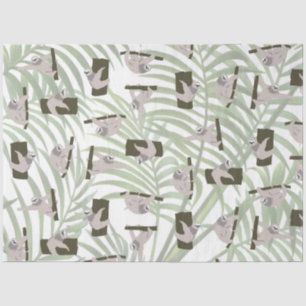 Cute Sloth Animal Pattern in Wild Forest Tissue Paper