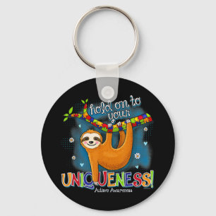 Cute sloth autism outfit hold on to your uniquenes keychain