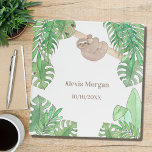 Cute Sloth Baby Record  Birth Stats Binder<br><div class="desc">For welcoming a New Baby!
This cute record binder is decorated with a watercolor smiling baby sloth surrounded by jungle leaves in shades of green.
Personalize it with baby's name and date of birth.
Original Watercolor © Michele Davies.</div>