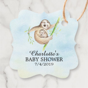 Cute Sloth Baby Shower Favour Gift Tag
