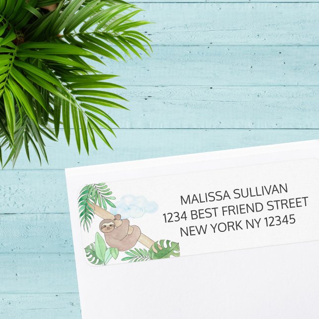 Cute Sloth Baby Shower Return Address (Creator Uploaded)