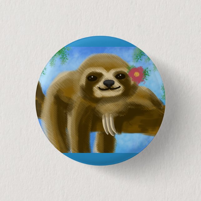 Cute Sloth Badge 1 Inch Round Button (Front)