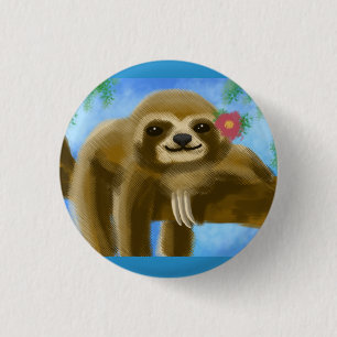Cute Sloth Badge 1 Inch Round Button