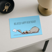 Cute Sloth Belated Happy Birthday Funny Cartoon