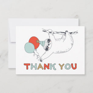 Cute Sloth Birthday Thank You Card
