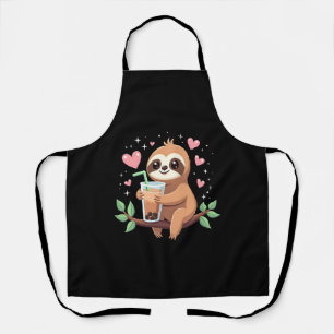 Cute Sloth Boba Bubble Milk Tea Kawaii Women Girls Apron