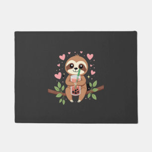 Cute Sloth Boba Bubble Milk Tea Kawaii Women Girls Doormat