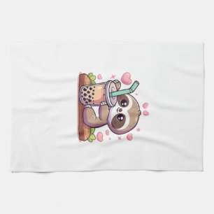 Cute Sloth Boba Bubble Milk Tea Kawaii Women Girls Kitchen Towel