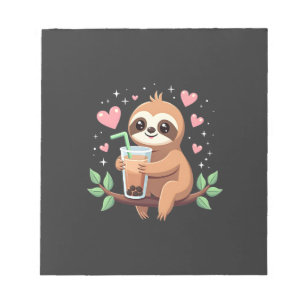 Cute Sloth Boba Bubble Milk Tea Kawaii Women Girls Notepad