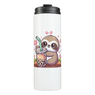 Cute Sloth Boba Bubble Milk Tea Kawaii Women Girls Thermal Tumbler