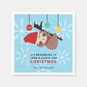 Cute Sloth Christmas Punny Kawaii Holiday Winter Napkin
