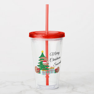 Cute Sloth Christmas Tree Personalized Acrylic Tumbler
