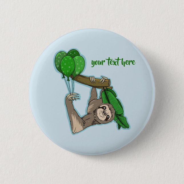 Cute sloth climbing in a tree 2 inch round button (Front)