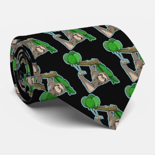 Cute sloth climbing in a tree tie