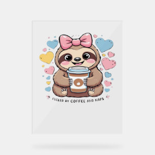 Cute Sloth Coffee Lover Shirt – Funny Fueled by Co Acrylic Sign