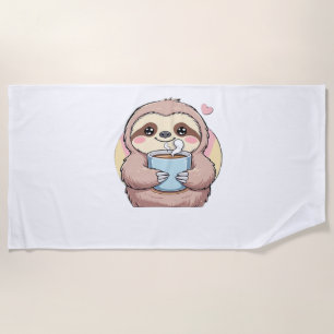 Cute Sloth Coffee Lover Shirt – Funny Fueled by Co Beach Towel