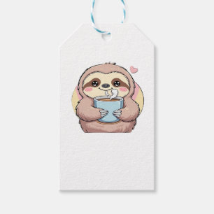 Cute Sloth Coffee Lover Shirt � Funny Fueled by Co Gift Tags