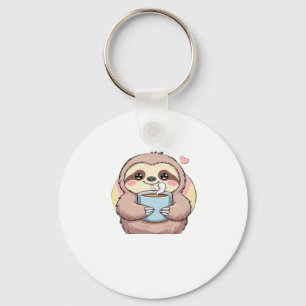 Cute Sloth Coffee Lover Shirt � Funny Fueled by Co Keychain