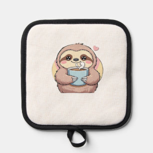 Cute Sloth Coffee Lover Shirt � Funny Fueled by Co Pot Holder