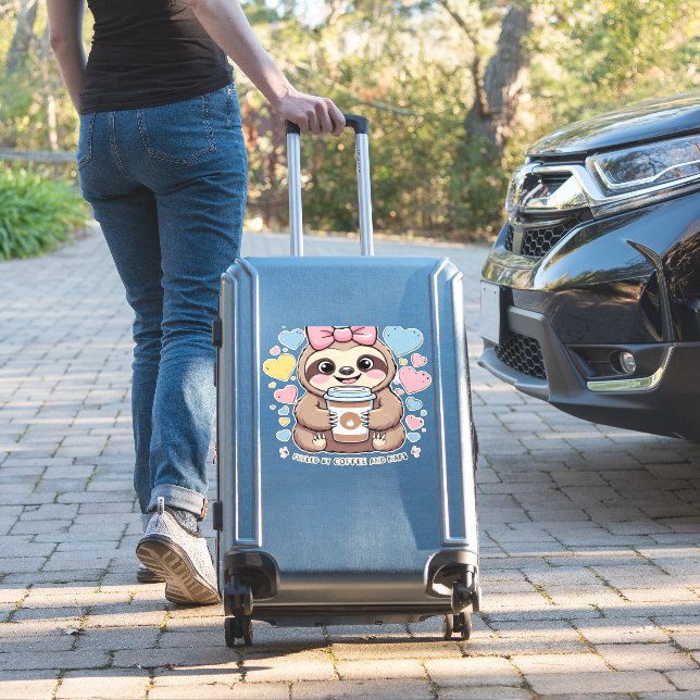 Cute Sloth Coffee Lover Shirt – Funny Fuelled by C (Suitcase Insitu)