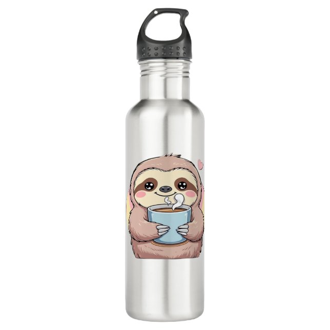 Cute Sloth Coffee Lover Shirt – Funny Fuelled by C 710 Ml Water Bottle (Front)