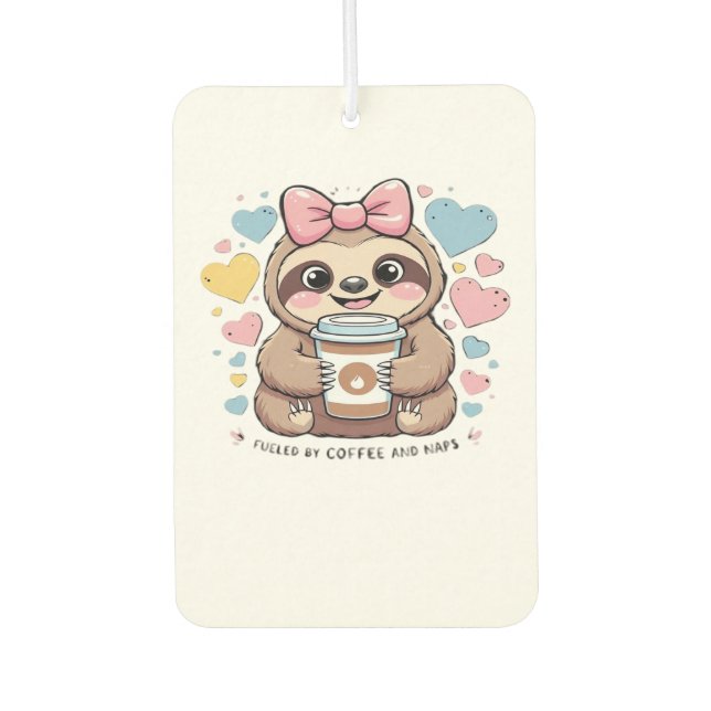 Cute Sloth Coffee Lover Shirt � Funny Fuelled by C Air Freshener (Front)