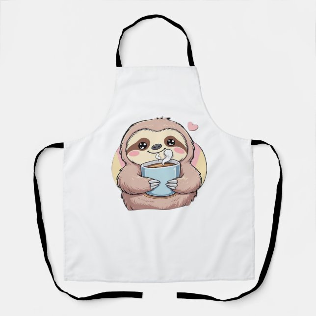Cute Sloth Coffee Lover Shirt – Funny Fuelled by C Apron (Front)
