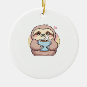 Cute Sloth Coffee Lover Shirt � Funny Fuelled by C Ceramic Ornament