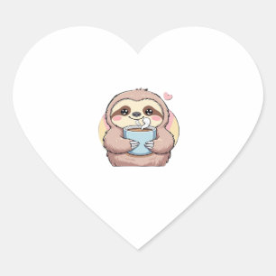 Cute Sloth Coffee Lover Shirt � Funny Fuelled by C Heart Sticker