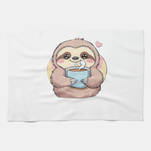 Cute Sloth Coffee Lover Shirt � Funny Fuelled by C Kitchen Towel