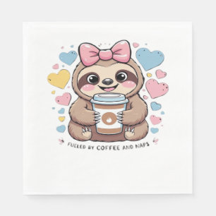 Cute Sloth Coffee Lover Shirt � Funny Fuelled by C Napkin