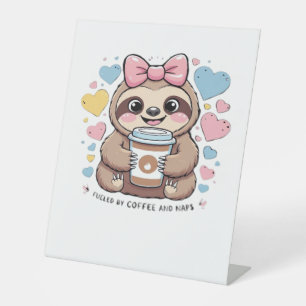 Cute Sloth Coffee Lover Shirt � Funny Fuelled by C Pedestal Sign