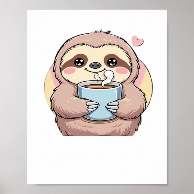 Cute Sloth Coffee Lover Shirt – Funny Fuelled by C Poster (Front)