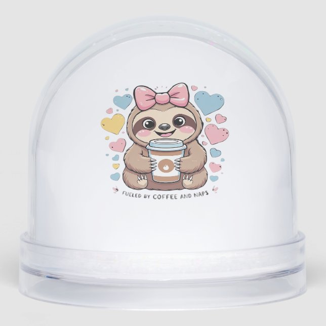 Cute Sloth Coffee Lover Shirt � Funny Fuelled by C Snowglobe (Front)