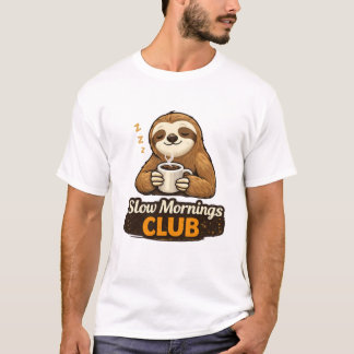 Cute Sloth Coffee "Slow Mornings Club T-Shirt
