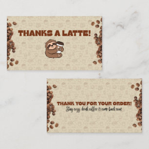 Cute Sloth Coffee Thank You Card 