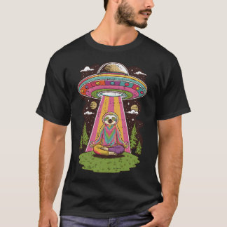 Cute Sloth Colourful Alien Ufo Yoga Groovy Retro M T-Shirt