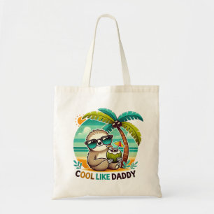 Cute Sloth Cool Like Daddy under Palm Tree Tote Bag