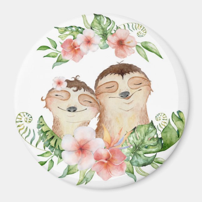 Cute Sloth Couple Magnet (Front)