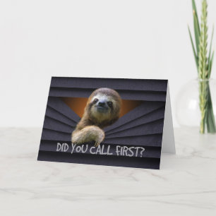 Cute Sloth Did You Call First Metal Curtain Funny Card