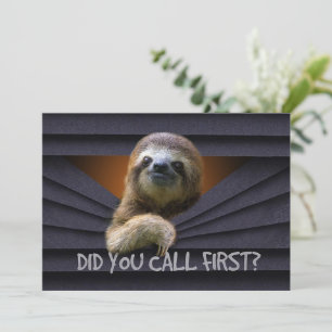 Cute Sloth Did You Call First Metal Curtain Funny Invitation