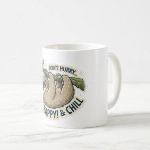 Cute Sloth "Don't Hurry Be Happy & Chill" Funny Coffee Mug