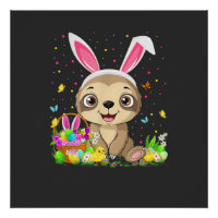 Cute Sloth Easter Egg Hunt Bunny Ear Sloth Happy E