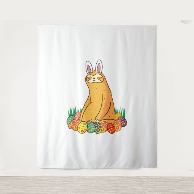 Cute Sloth Easter Funny Bunny Gift Tapestry (Front)