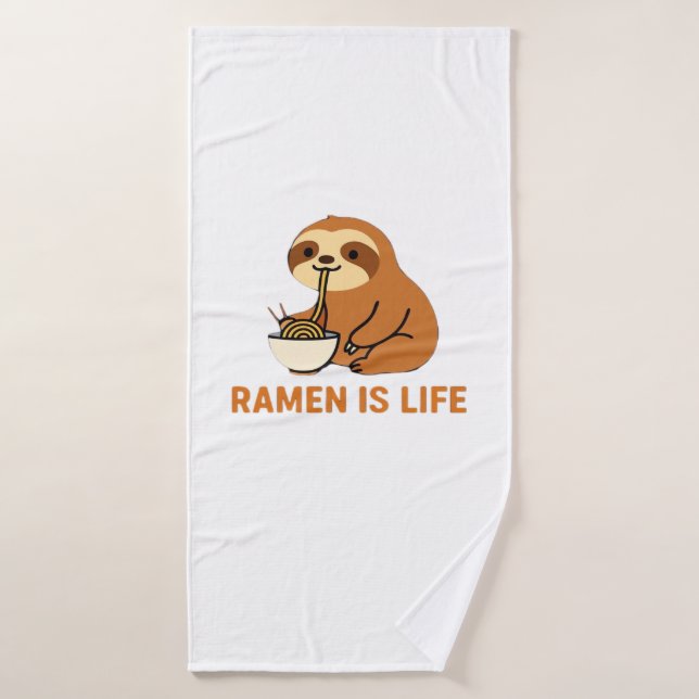 Cute Sloth Eating Ramen � Funny Noodle Lover Desig Bath Towel (Bath Towel)